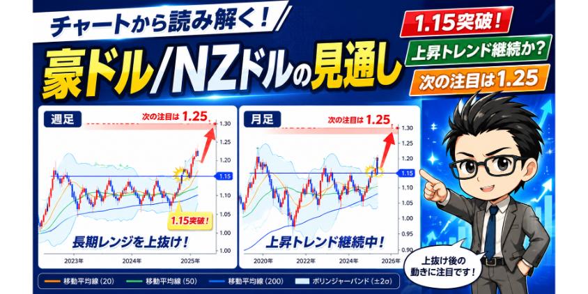 チャートから読み解く！豪ドル/NZドルの見通しについて解説した画像
