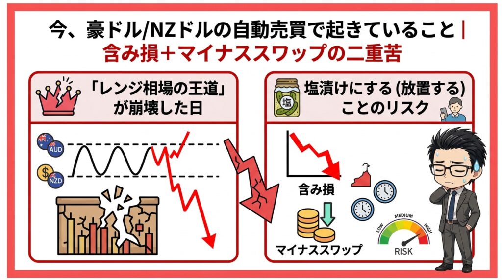 今、豪ドル/NZドルの自動売買で起きていること|含み損+マイナススワップの二重苦