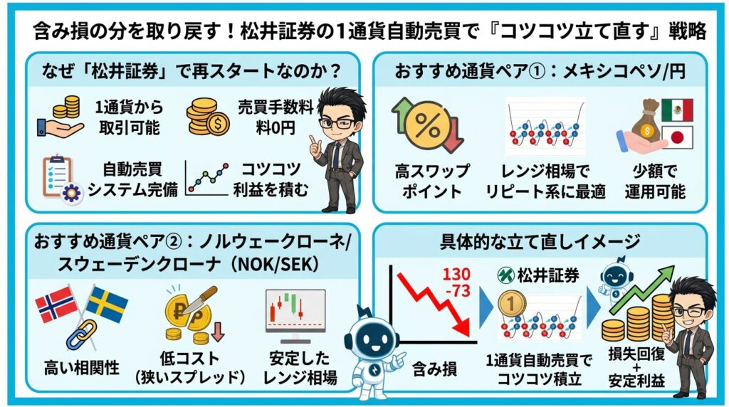 含み損の分を取り戻す!松井証券の1通貨自動売買で「コツコツ立て直す」戦略