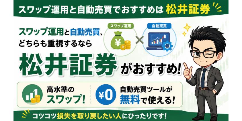 スワップ運用と自動売買でおすすめは松井証券について解説した画像