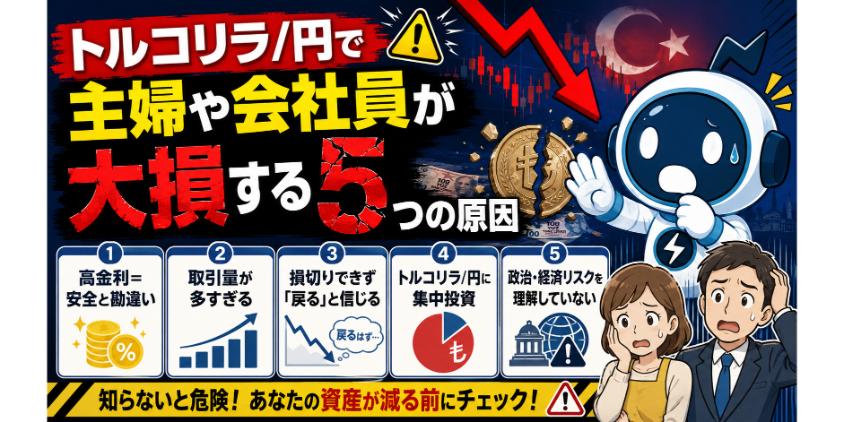 トルコリラ/円で主婦や会社員が大損する5つの原因について解説した画像