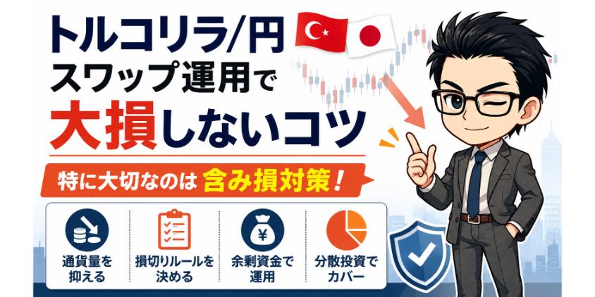 トルコリラ/円のスワップ運用で大損しないためのコツについて解説した画像