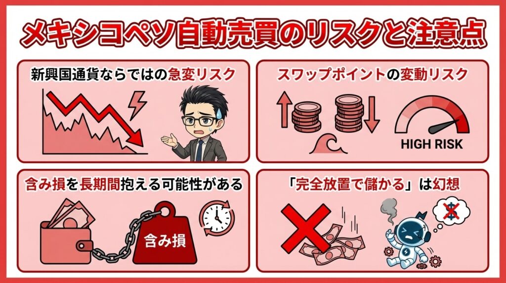 【やる前に必ず確認】メキシコペソ自動売買のリスクと注意点