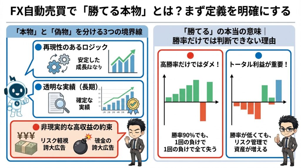 FX自動売買で「勝てる本物」とは？まず定義を明確にする
