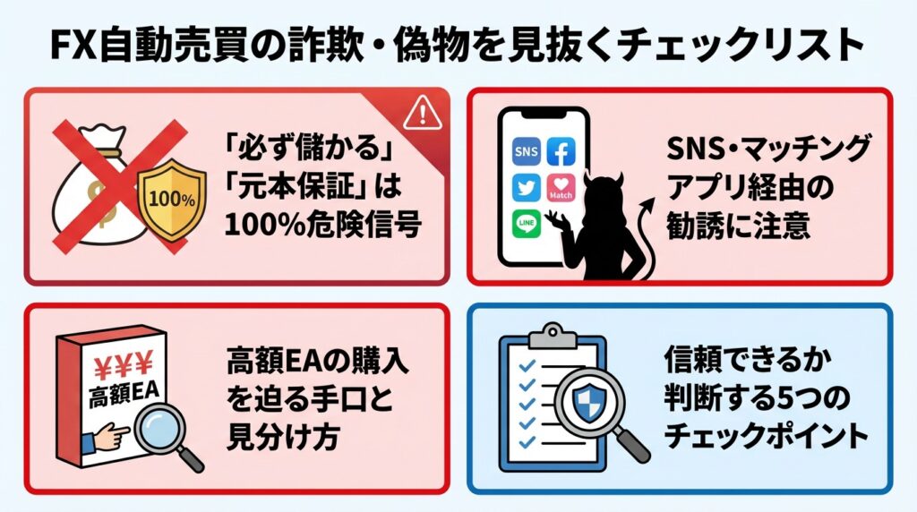 要注意！FX自動売買の詐欺・偽物を見抜くチェックリスト