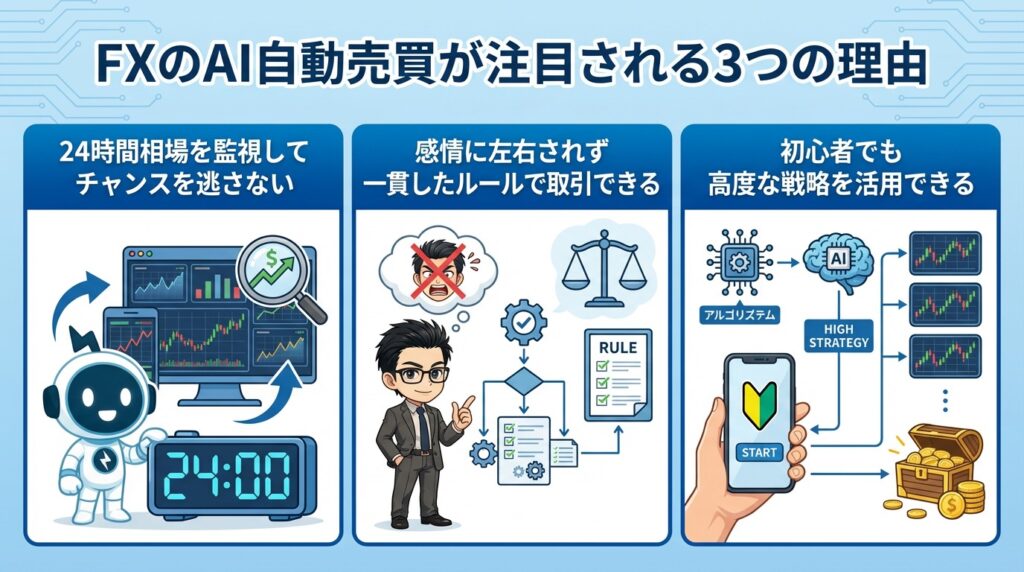 FXのAI自動売買が注目される3つの理由