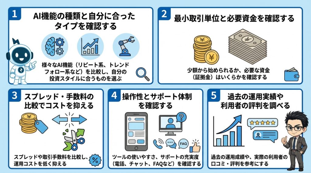 FXのAI自動売買ツールの選び方5つのポイント