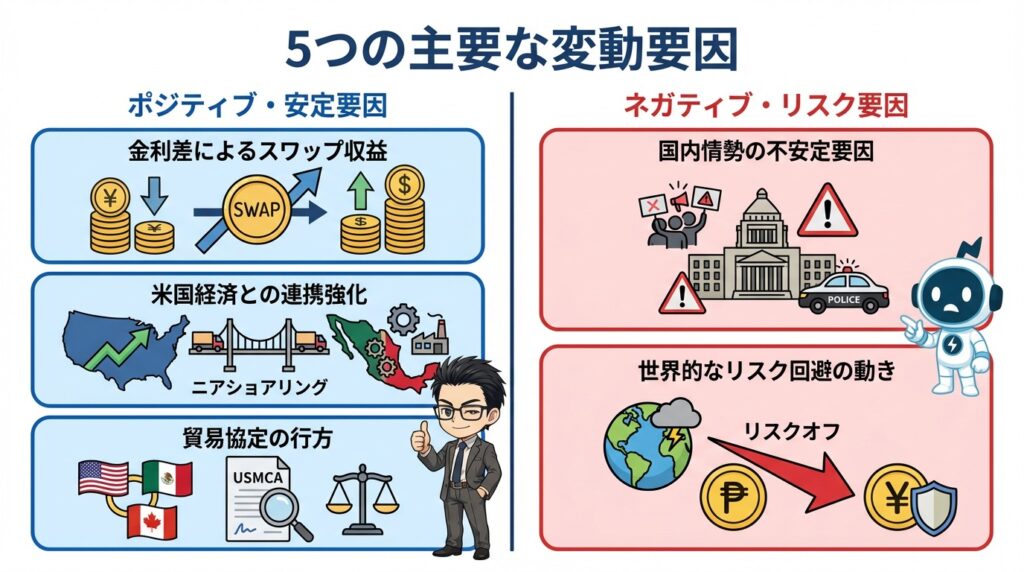 メキシコペソの価格を動かす5つの変動要因