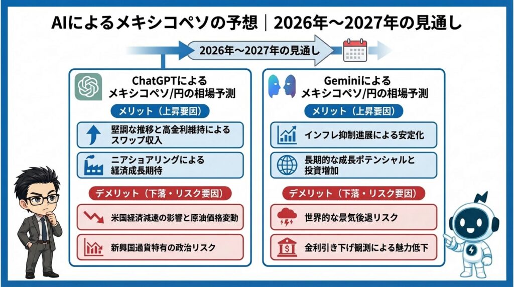 AIによるメキシコペソの予想｜2026年〜2027年の見通し
