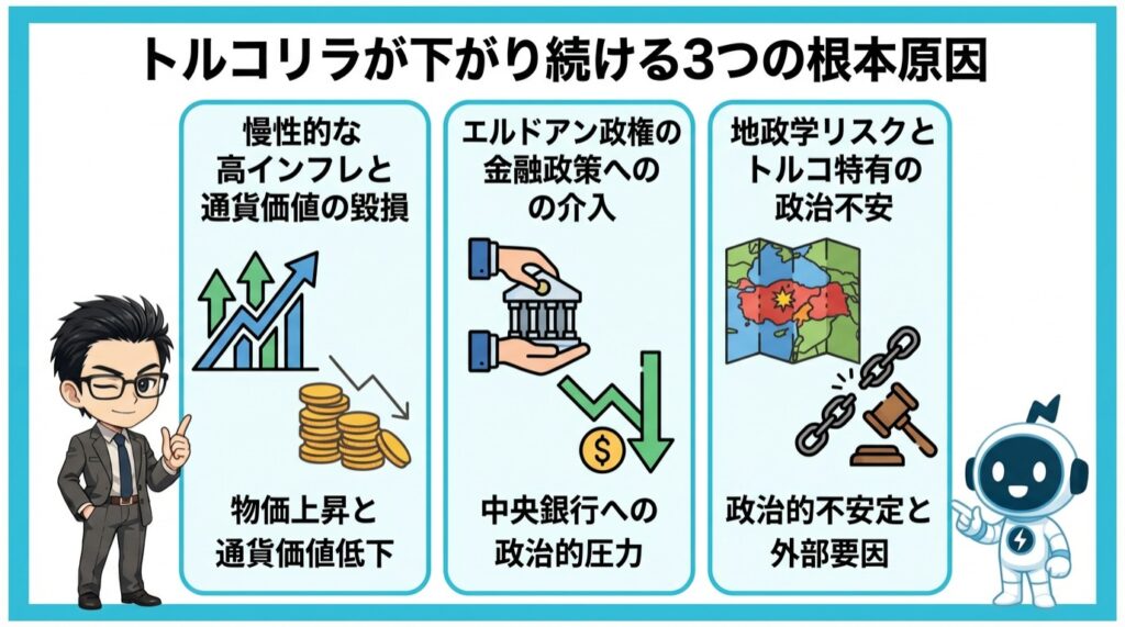 トルコリラが下がり続ける3つの根本原因