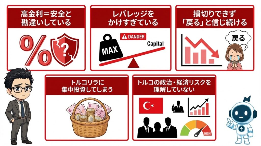 トルコリラで主婦が大損する5つの原因