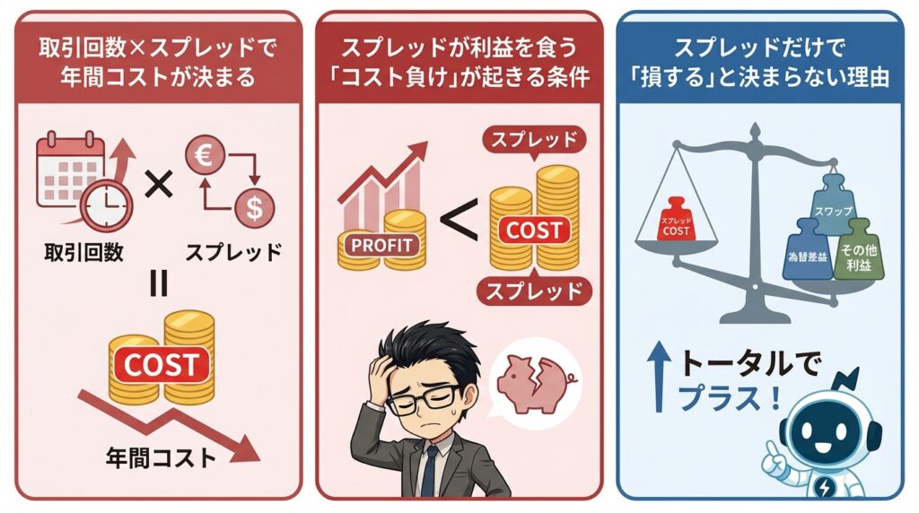 スプレッドが自動売買の運用成績に与える影響