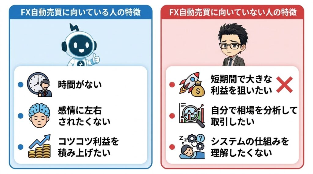 FX自動売買に向いている人・向いていない人