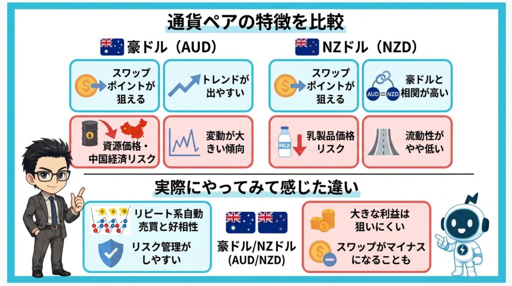 豪ドル/NZドルとの比較｜どちらが自動売買に向いている？