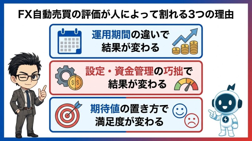 FX自動売買の評価が人によって割れる3つの理由