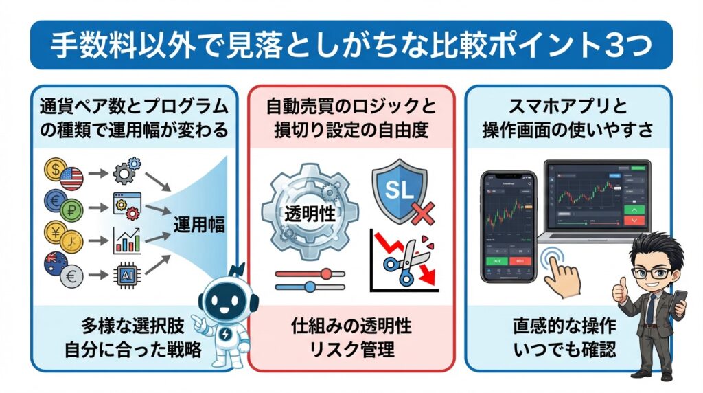 手数料以外で見落としがちな比較ポイント3つ