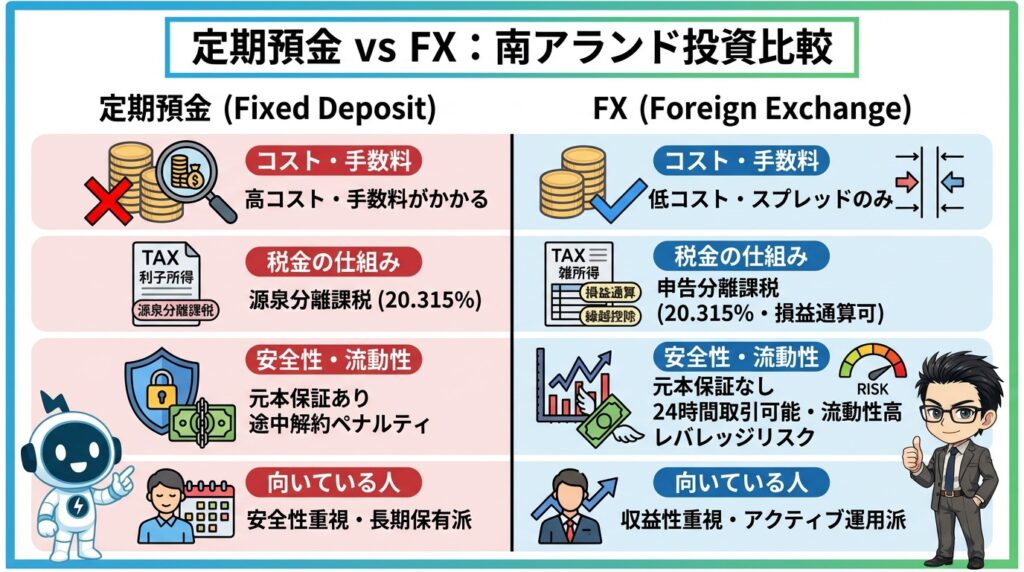 南アランドに投資するなら定期預金とFX、どちらが有利か