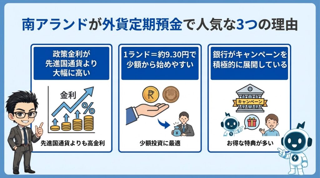 南アランドが外貨定期預金で人気な3つの理由