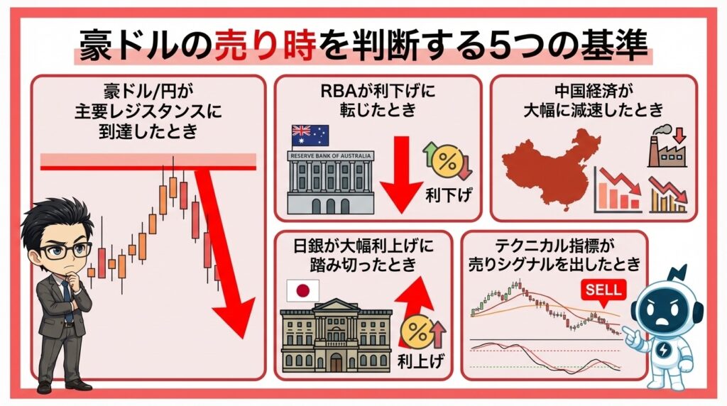 豪ドルの売り時を判断する5つの基準