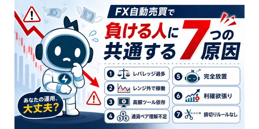 FX自動売買で負ける人に共通する7つの原因を解説した画像