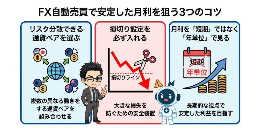 FX自動売買で安定した月利を狙う3つのコツ