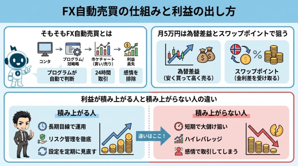 自動売買で月5万円稼ぐ仕組みと利益の出し方