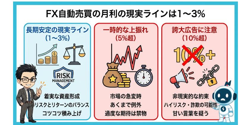 FX自動売買の月利の現実ラインは1〜3%