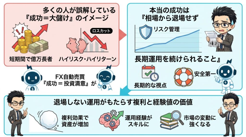 FX自動売買の「成功」とは何か｜大儲けではなく退場しないこと