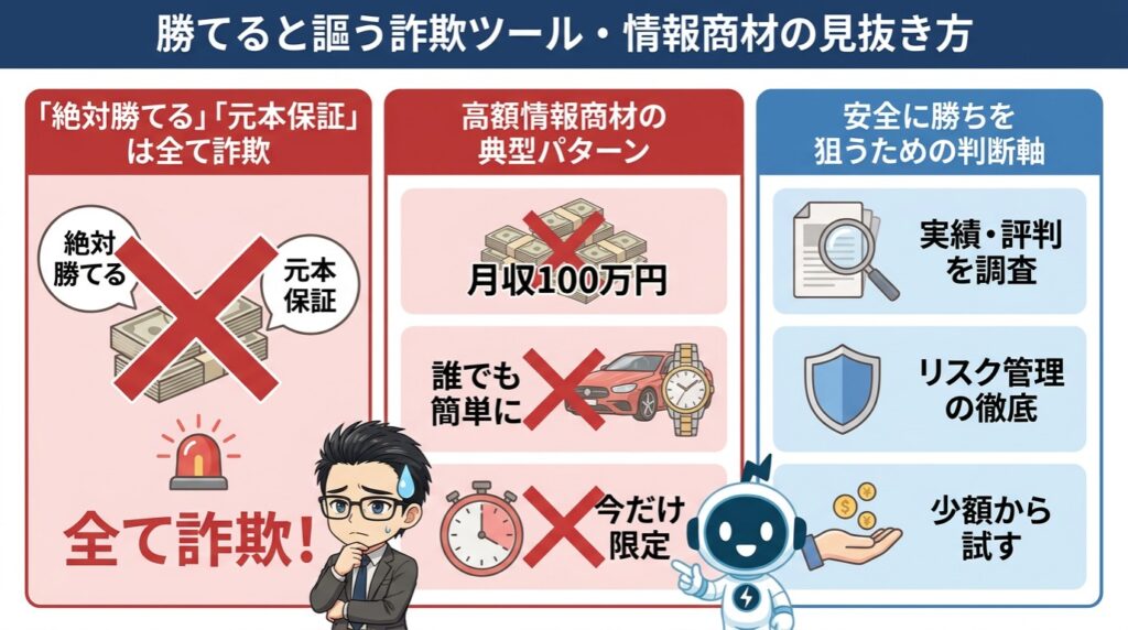 勝てると謳う詐欺ツール・情報商材の見抜き方
