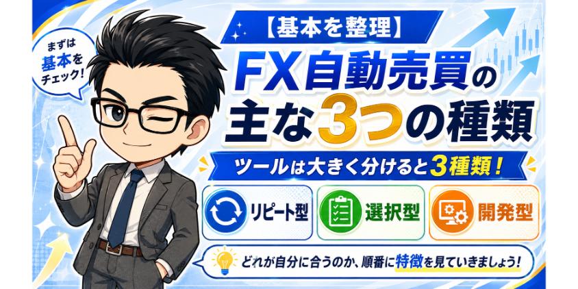 【基本を整理】FX自動売買の主な3つの種類について解説した画像