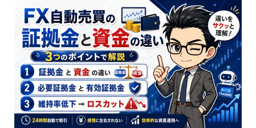 FX自動売買の証拠金と資金の違いについて解説した画像