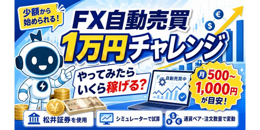 FX自動売買を1万円チャレンジやってみたらいくら稼げるのか?について解説した画像
